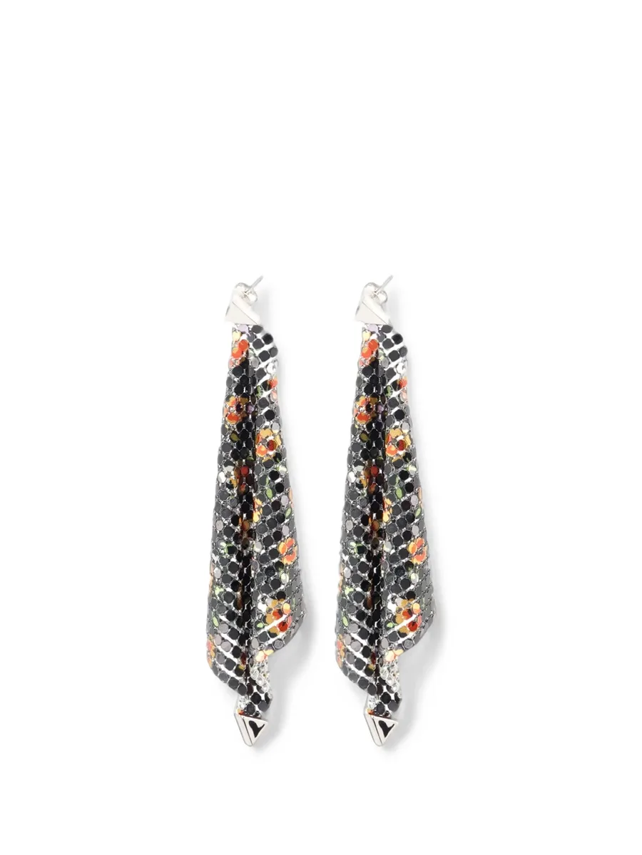 floral-print chainmail earrings 1