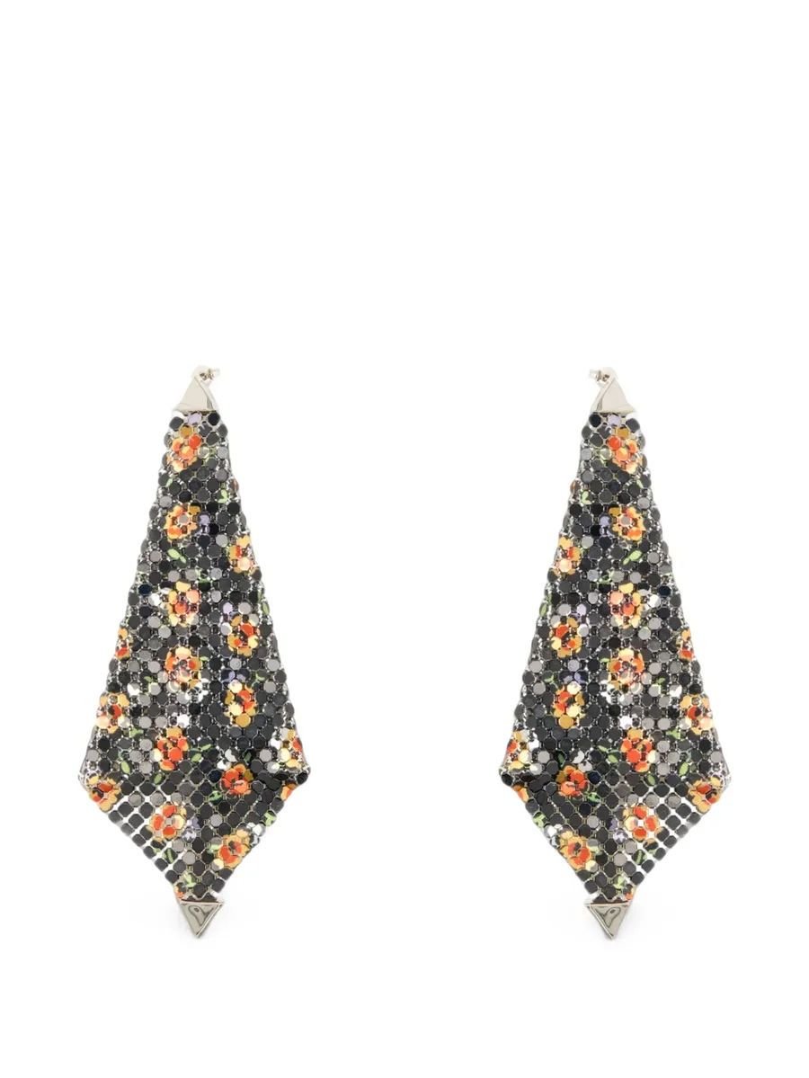 floral-print chainmail earrings 2