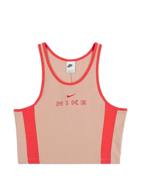 logo-embroidered ribbed tank top