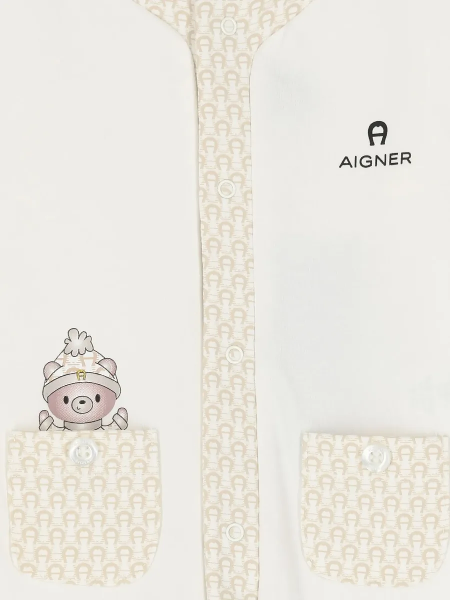 logo-print teddy-bear babygrow 3