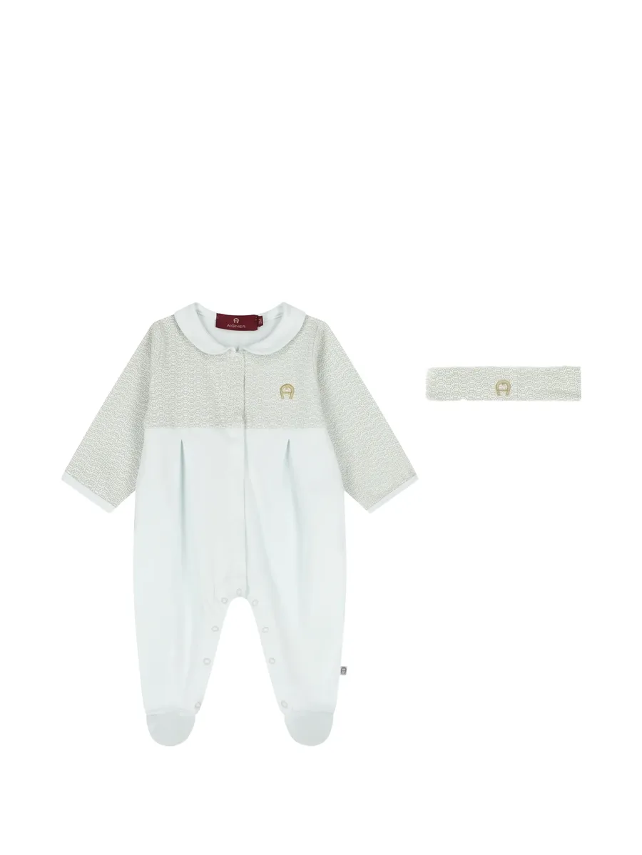 logo-print Peter Pan collar babygrow set 1