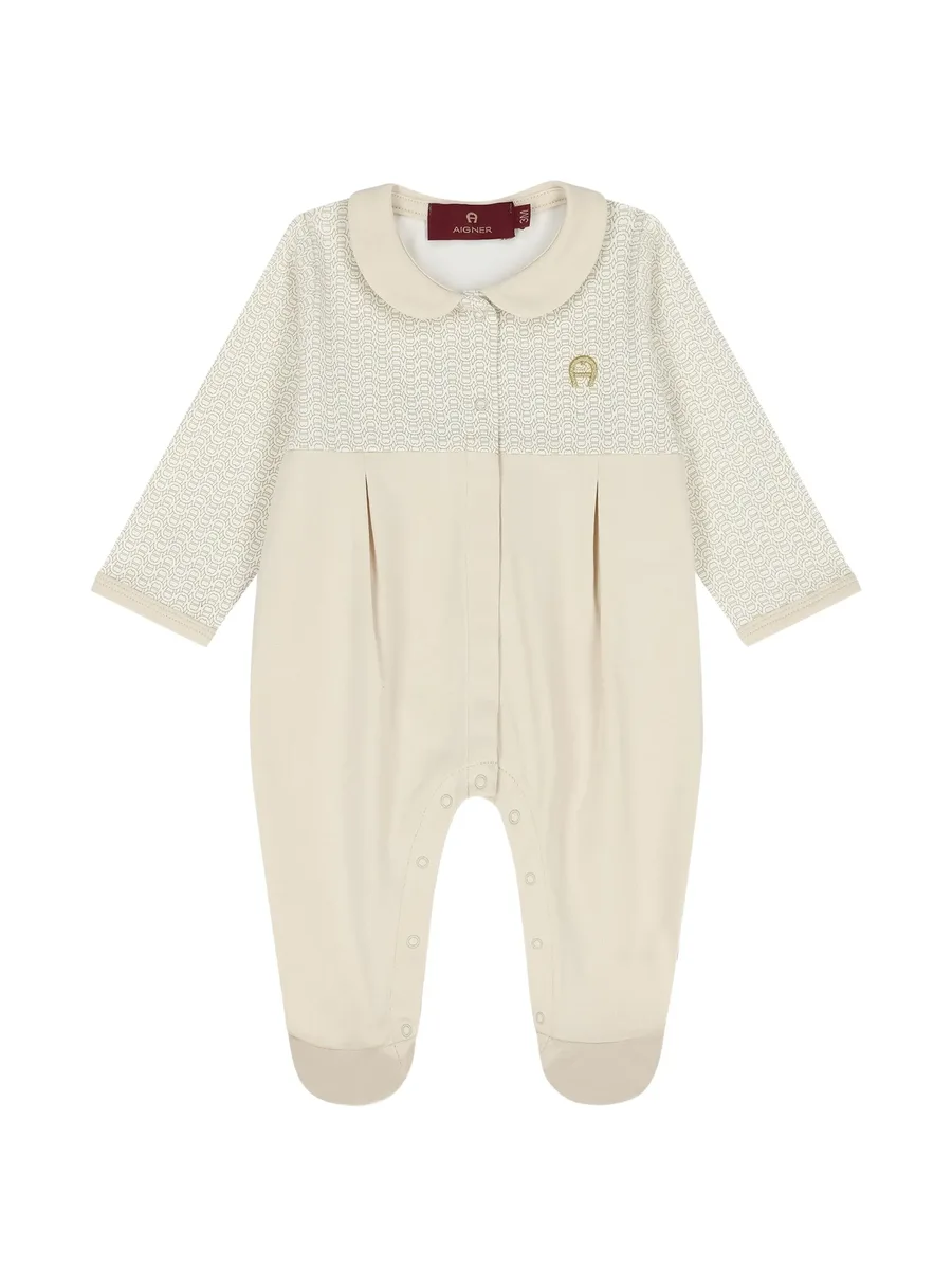 monogram-print pleated romper 1