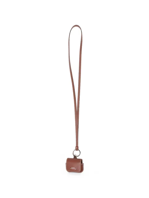 logo-print leather AirPods Pro case keyring