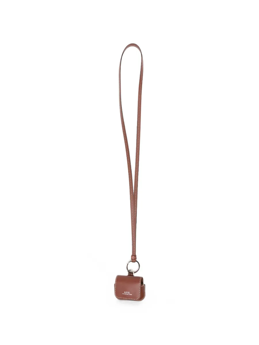 logo-print leather AirPods Pro case keyring 1