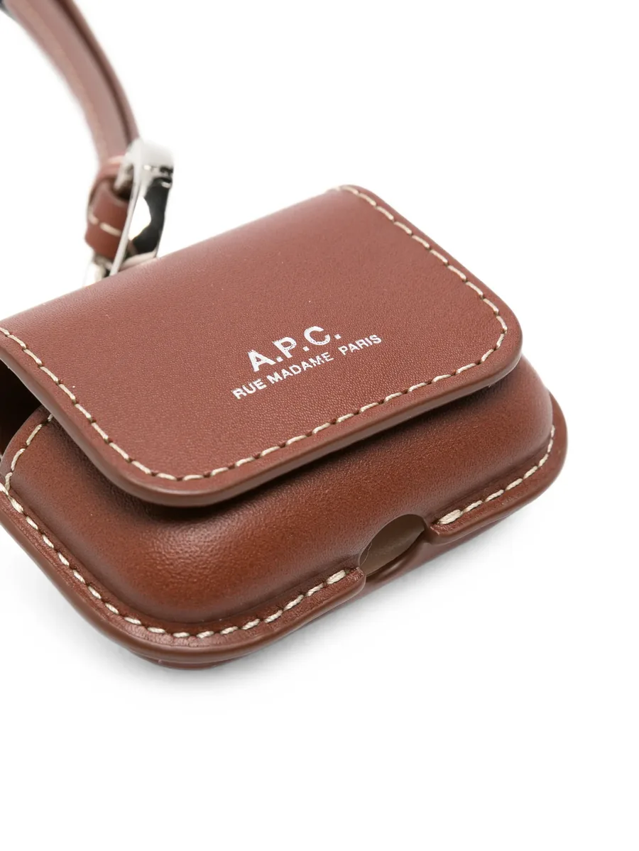 logo-print leather AirPods Pro case keyring 3