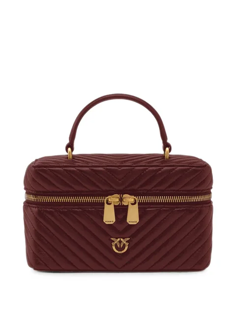 small beauty case with shoulder strap chevron nappa