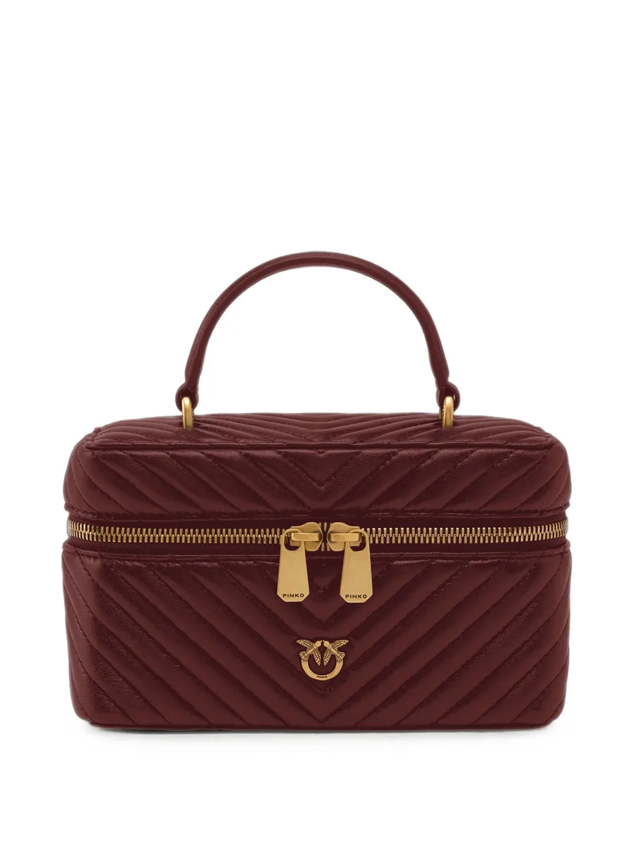 small beauty case with shoulder strap chevron nappa 1
