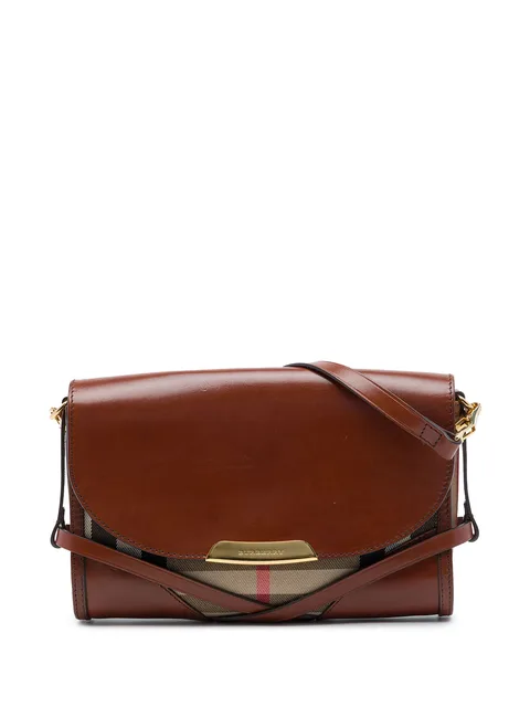2000-2017 Leather and House Check Canvas Bridle Abbott crossbody bag