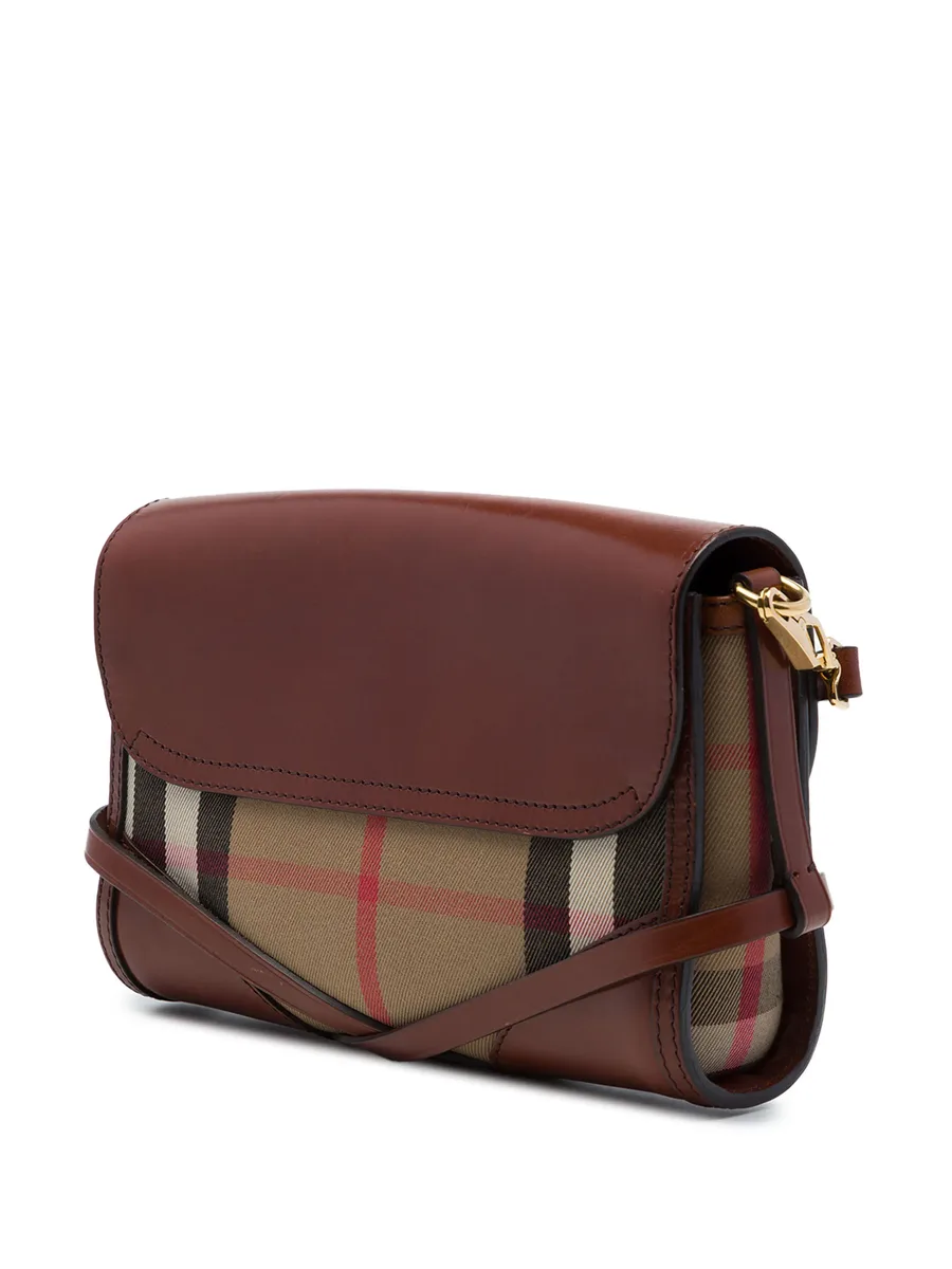 2000-2017 Leather and House Check Canvas Bridle Abbott crossbody bag 3