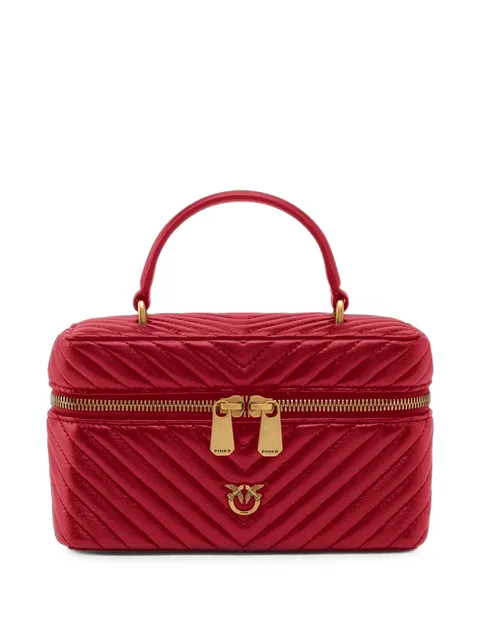 small beauty case with shoulder strap chevron nappa