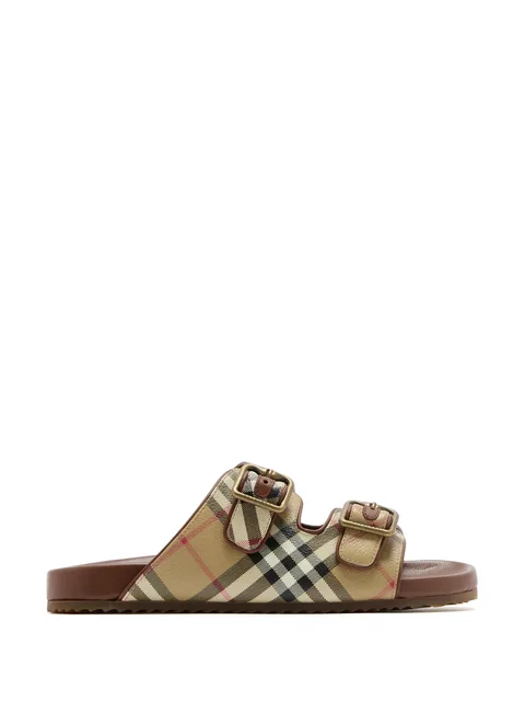 Check and leather Urchin sandals
