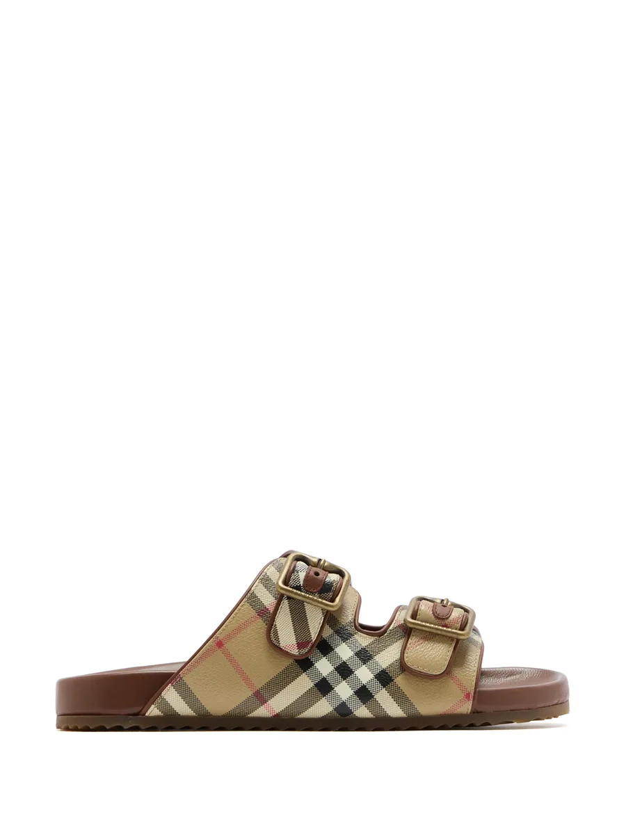 Check and leather Urchin sandals 1