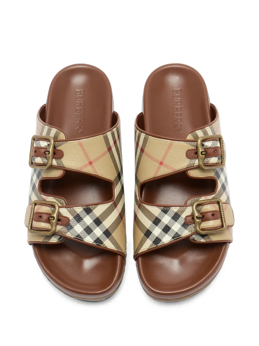 Check and leather Urchin sandals 2