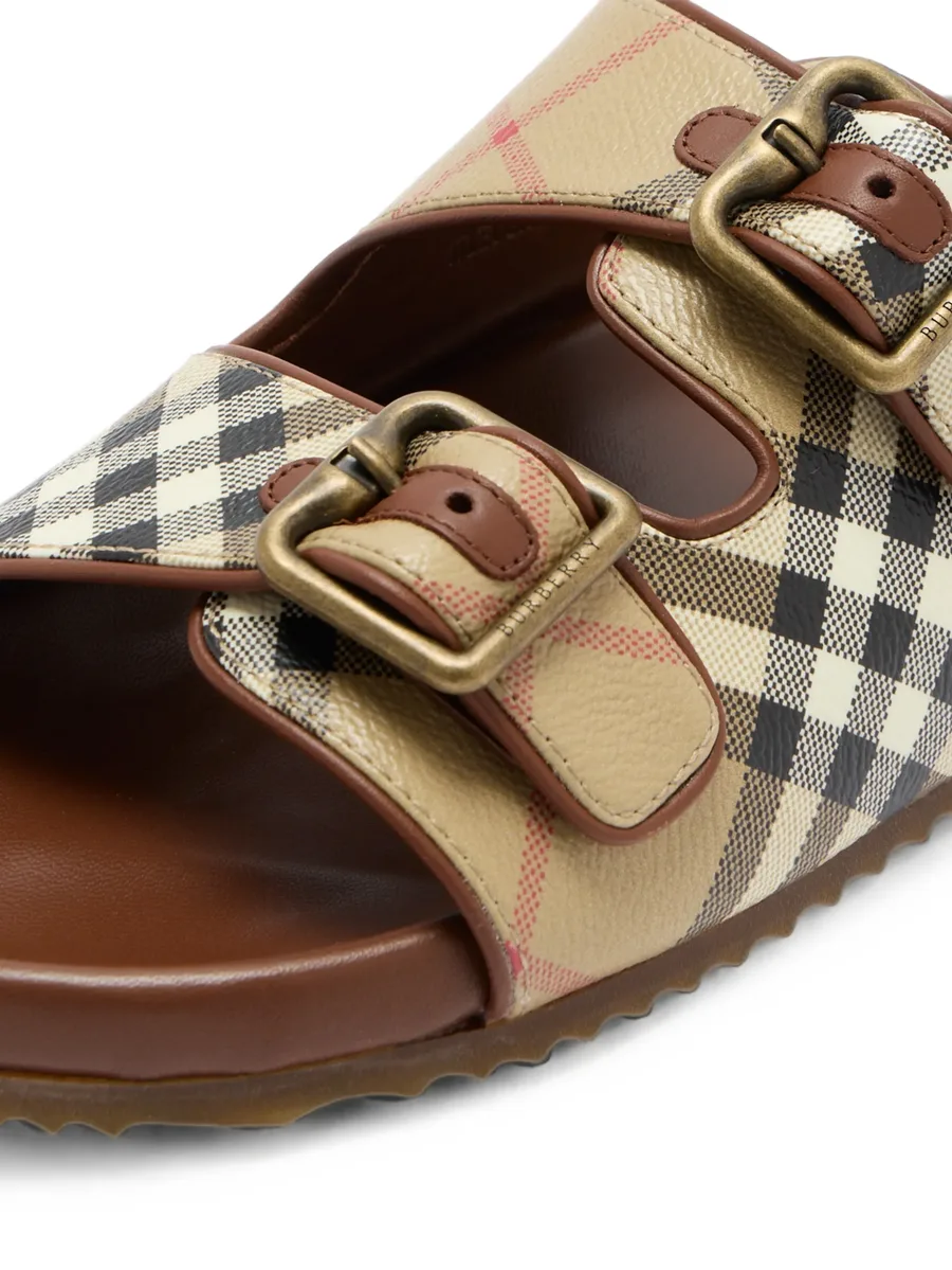 Check and leather Urchin sandals 4