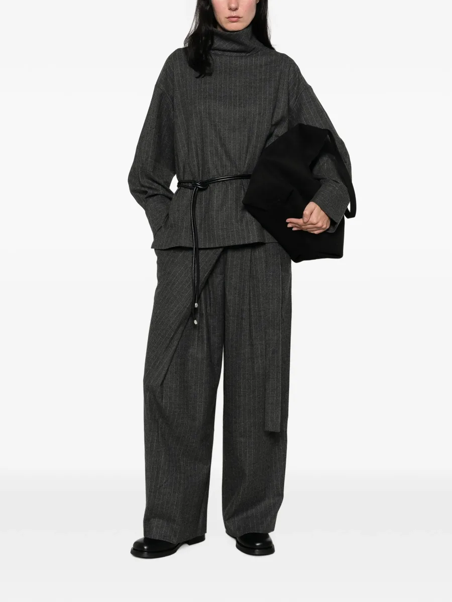 pinstripe-pattern high-neck blouse 1