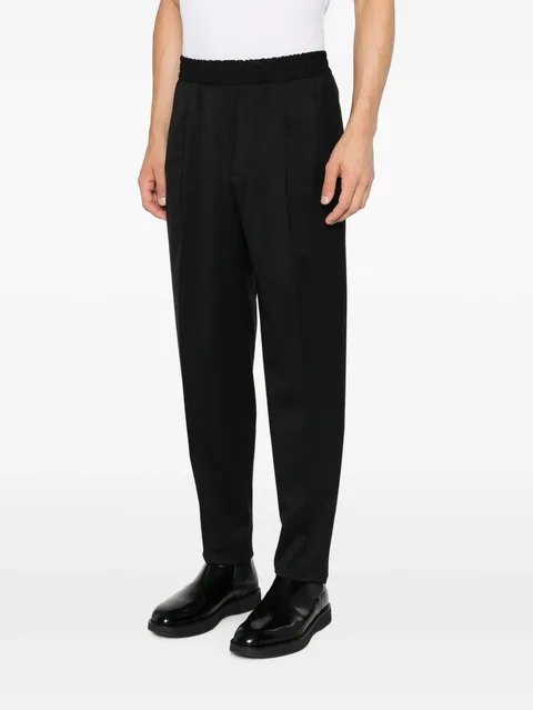 pleated elasticated-waistband trousers