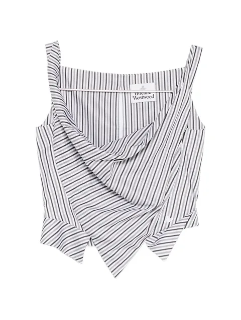 stripe-print draped top