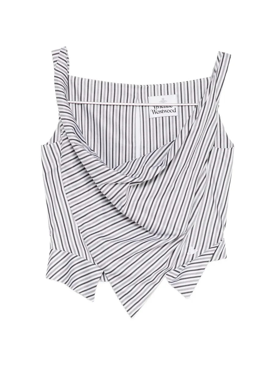 stripe-print draped top 1