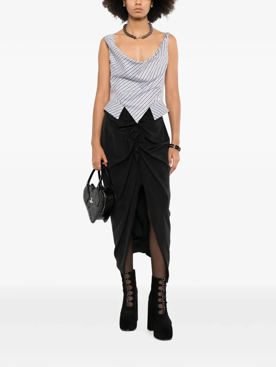 stripe-print draped top 2