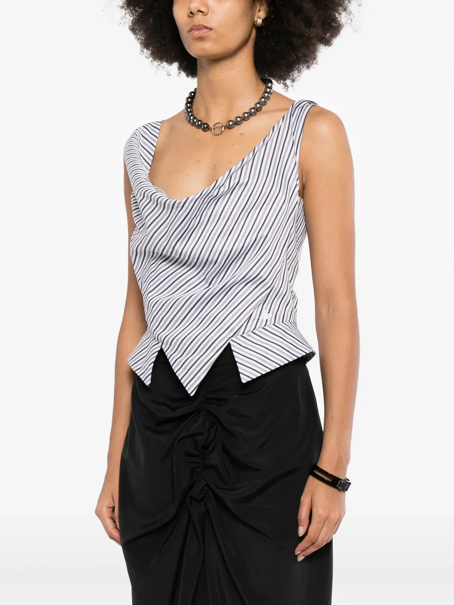 stripe-print draped top 3