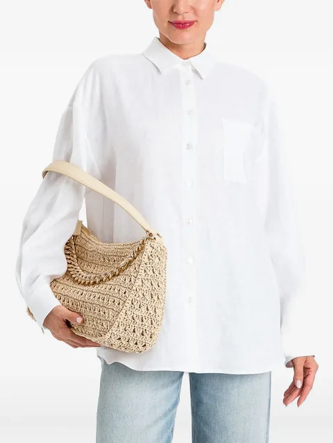 linen shirt with embroidered logo