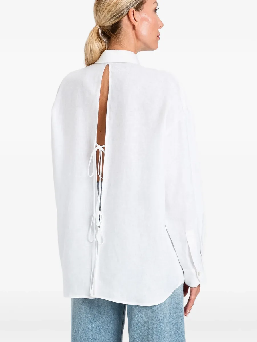 linen shirt with embroidered logo 2