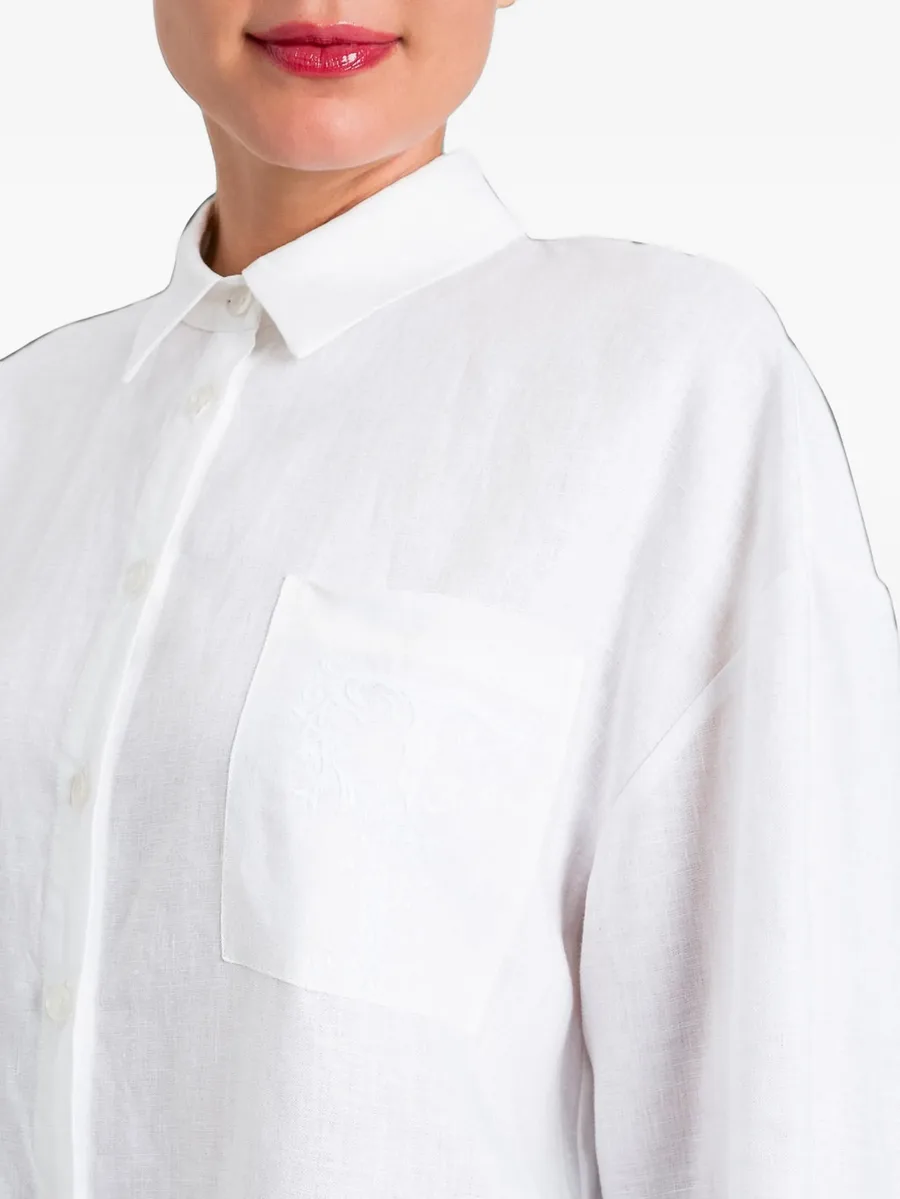 linen shirt with embroidered logo 3