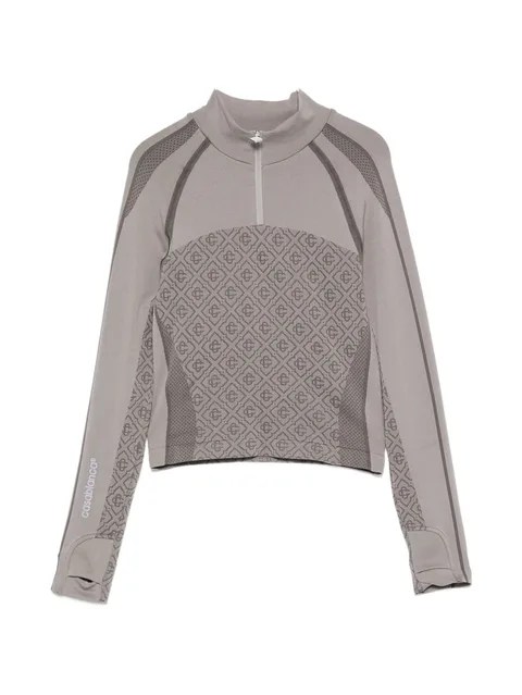 monogram-print half-zip top
