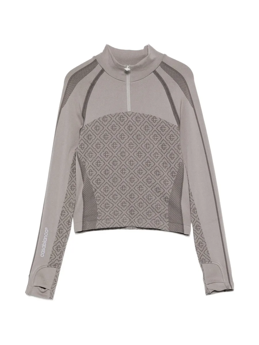 monogram-print half-zip top 1