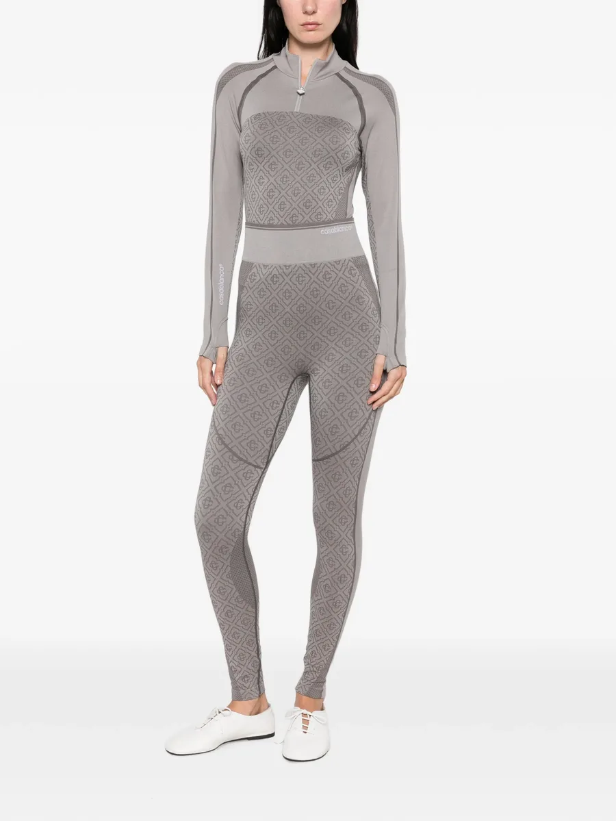 monogram-print half-zip top 2