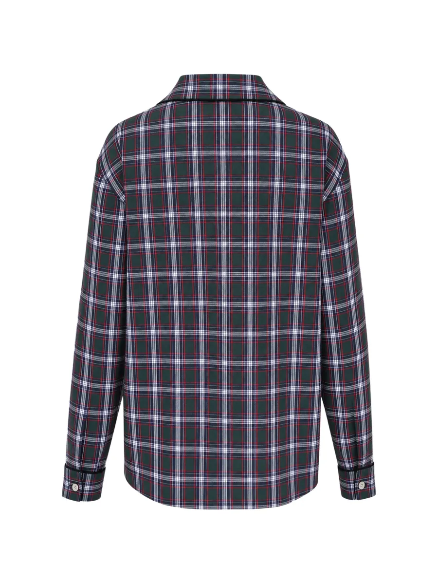 lace-panel tartan shirt 2