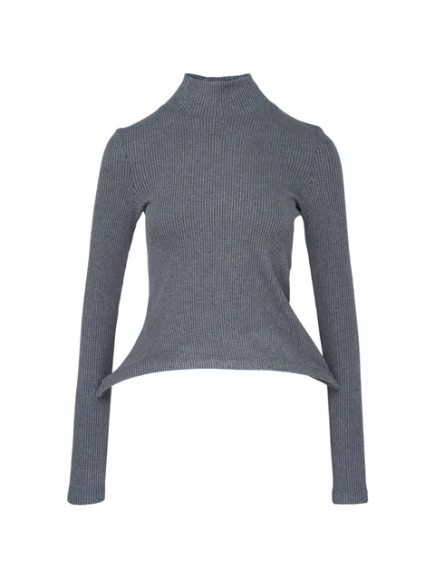 ribbed peplum-hem sweater