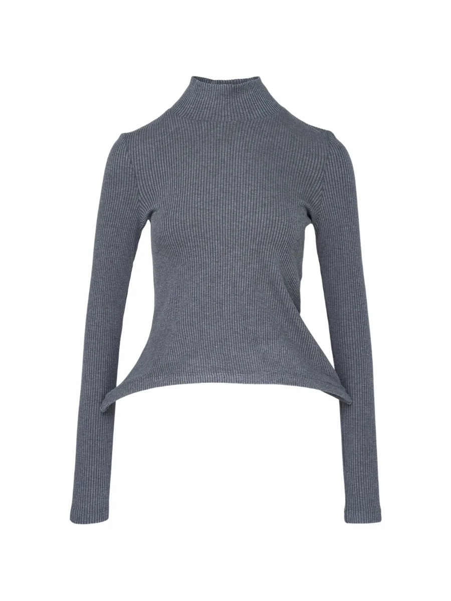 ribbed peplum-hem sweater 1