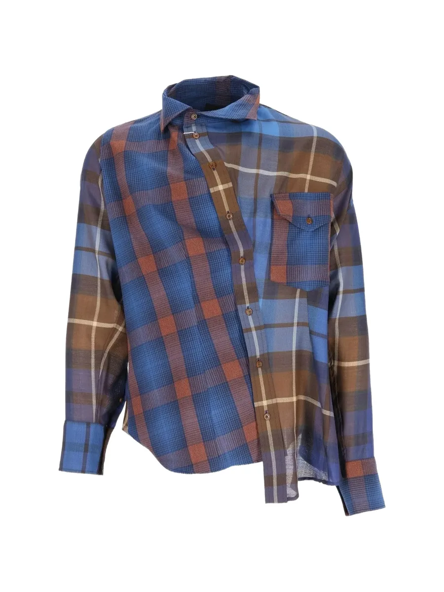 asymmetric tartan wool shirt 1