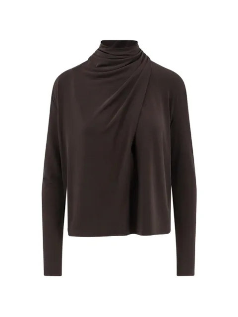 draped long-sleeve top