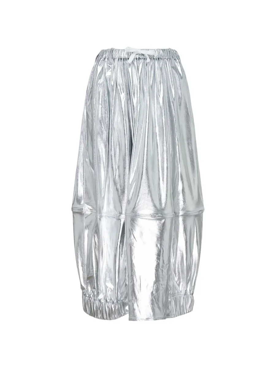 metallic-effect gathered midi skirt 1