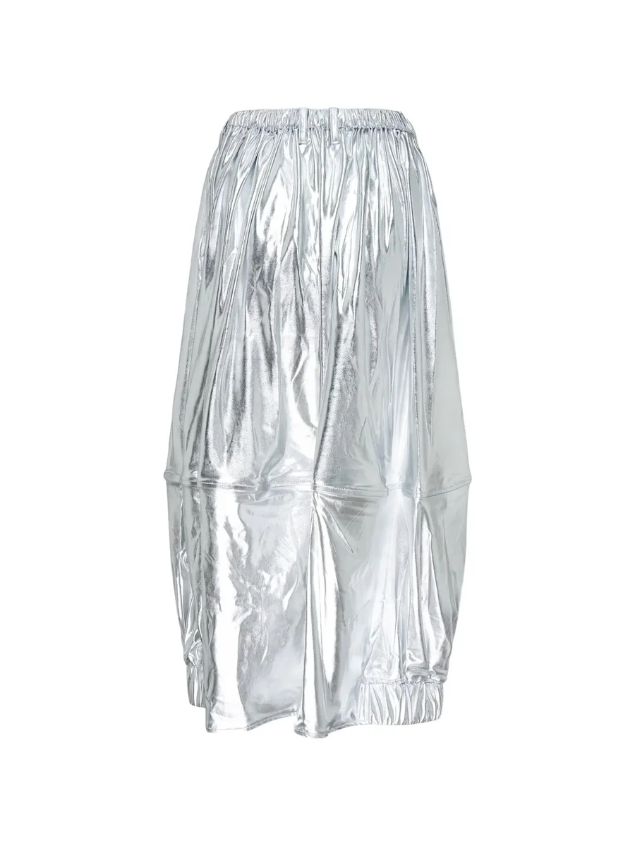 metallic-effect gathered midi skirt 2
