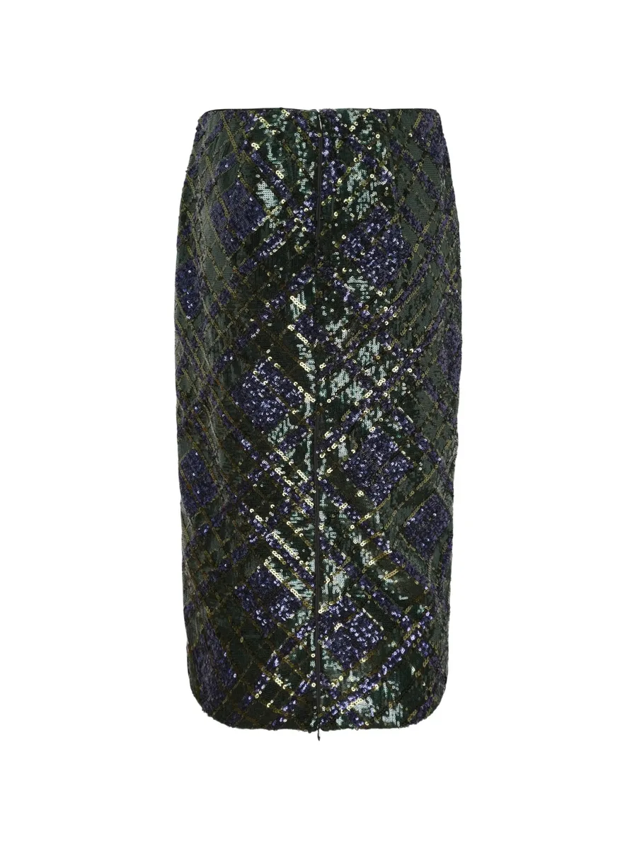 midi sequin-embellished checked skirt 2