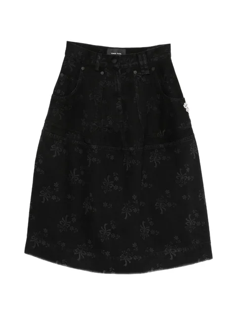 bow-print midi skirt