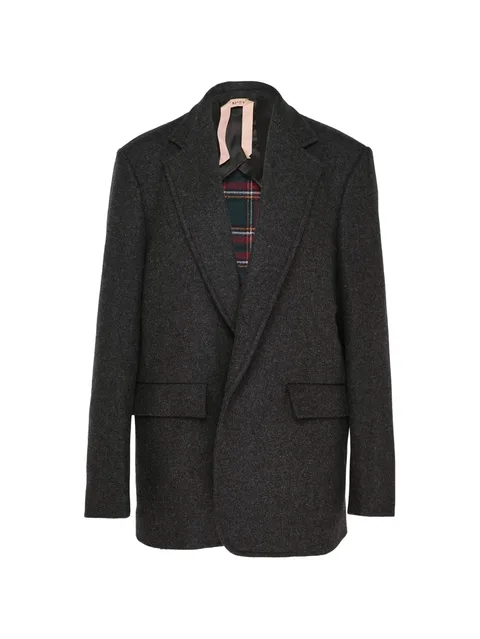 melange-effect notched-lapel blazer