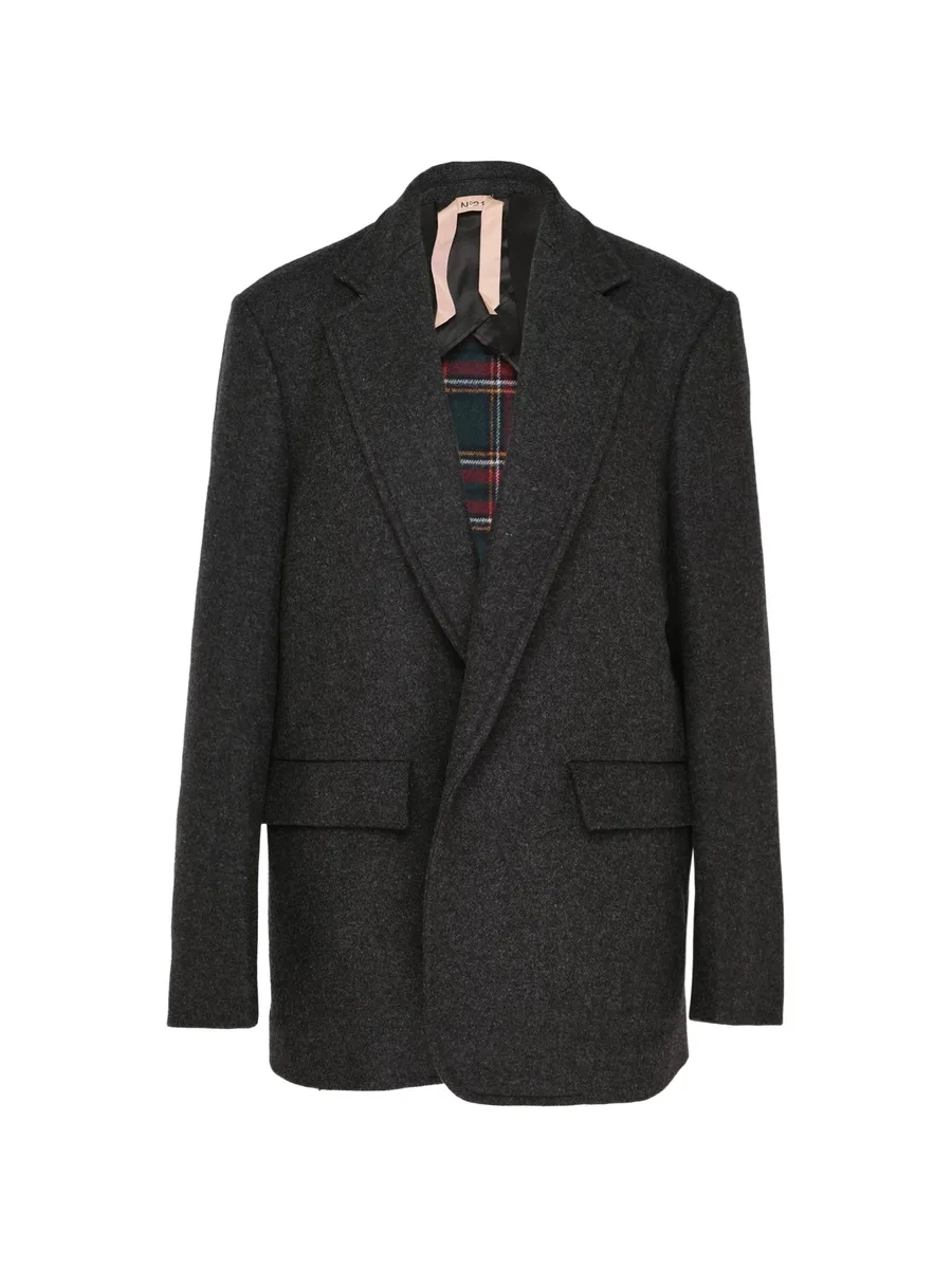 melange-effect notched-lapel blazer 1