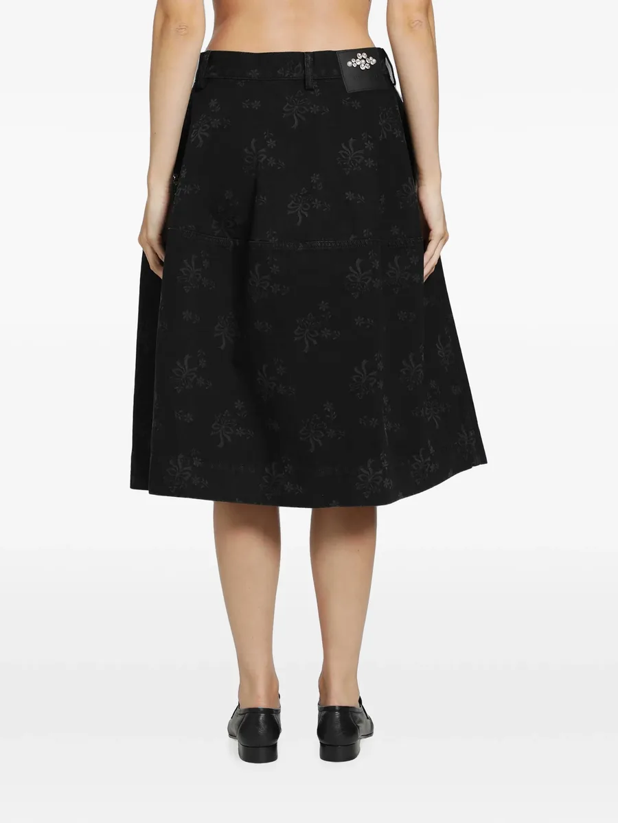 bow-embroidered utility midi skirt 3