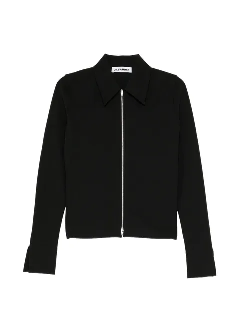 zip-up pointed-collar jacket