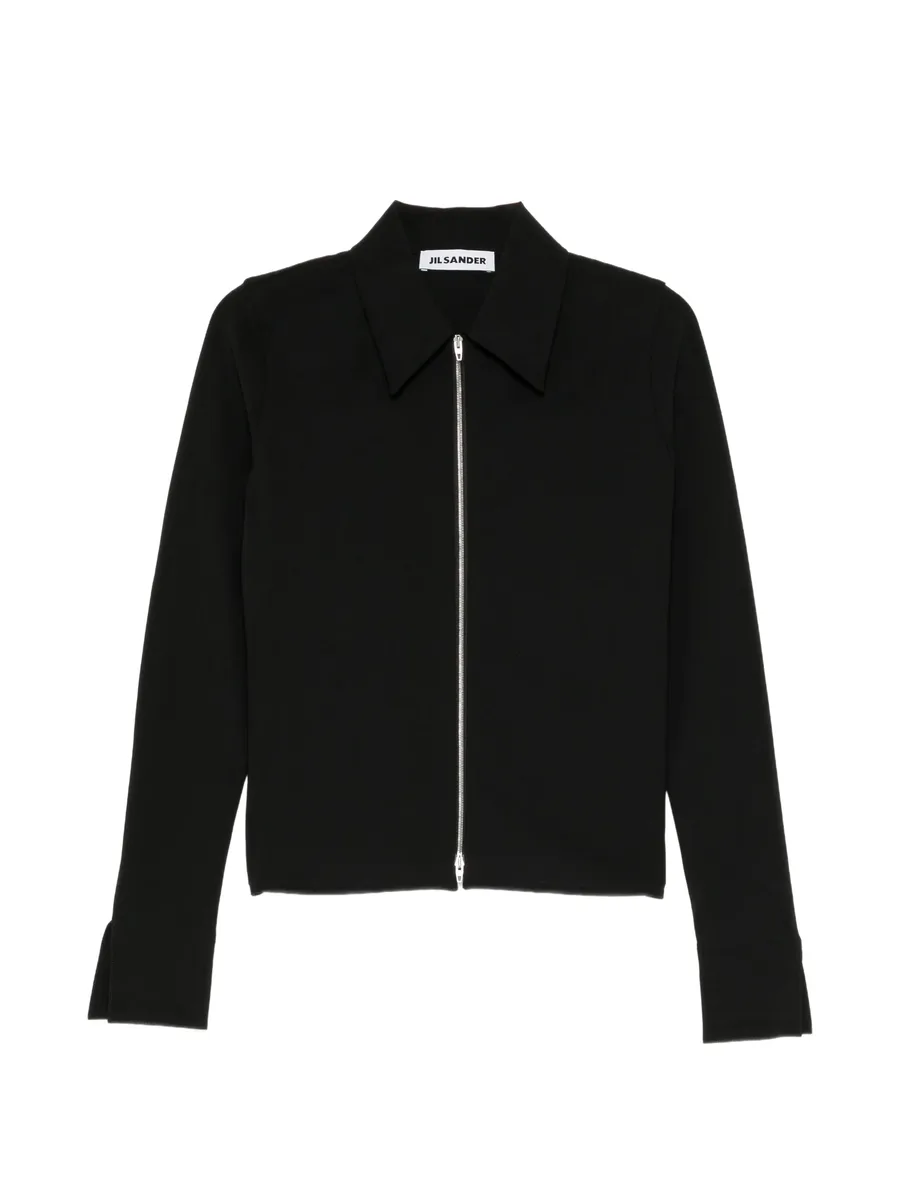 zip-up pointed-collar jacket 1
