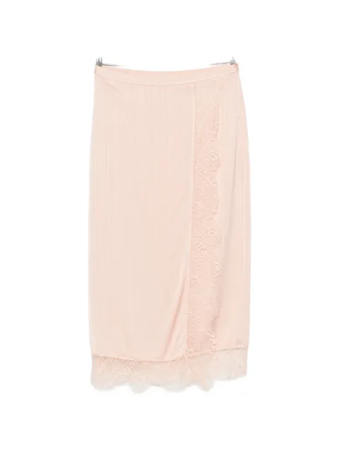 lace-trim pleated maxi skirt