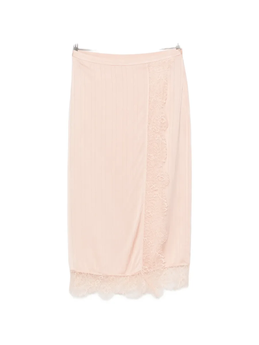 lace-trim pleated maxi skirt 1