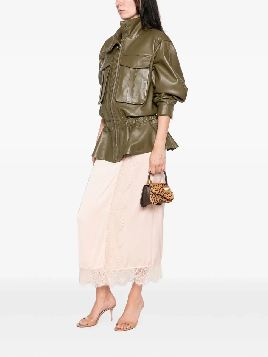 lace-trim pleated maxi skirt 2