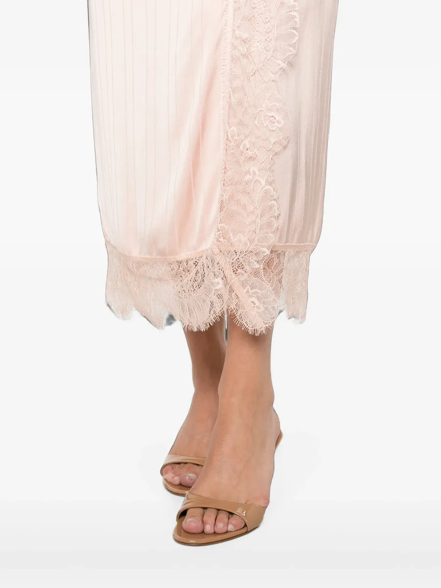 lace-trim pleated maxi skirt 5