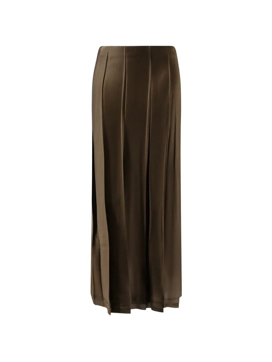 pleated satin midi skirt 1