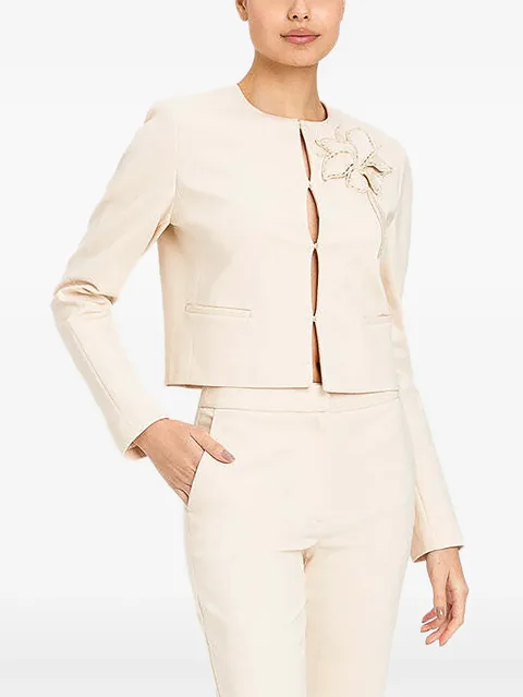 floral-appliqué cropped jacket